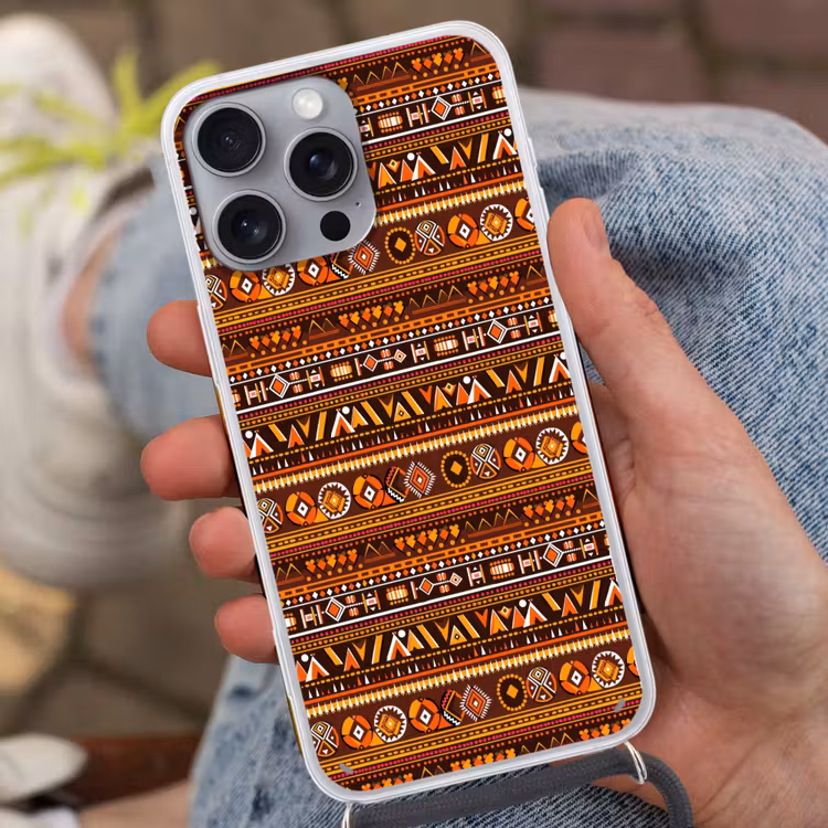 Handyhülle mit Band - Orange – Ethnisch – Tribal – Geometrisch – Muster — 2