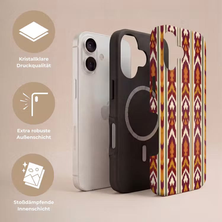 Handyhülle Toughcase - Ikat – Bordeauxrot – Ethno – Muster — 3