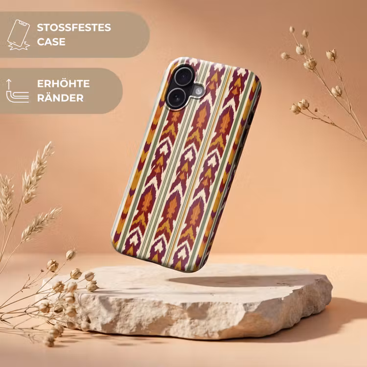 Handyhülle Toughcase - Ikat – Bordeauxrot – Ethno – Muster — 5