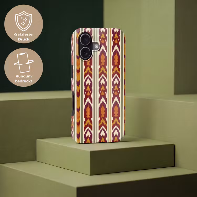 Handyhülle Toughcase - Ikat – Bordeauxrot – Ethno – Muster — 7
