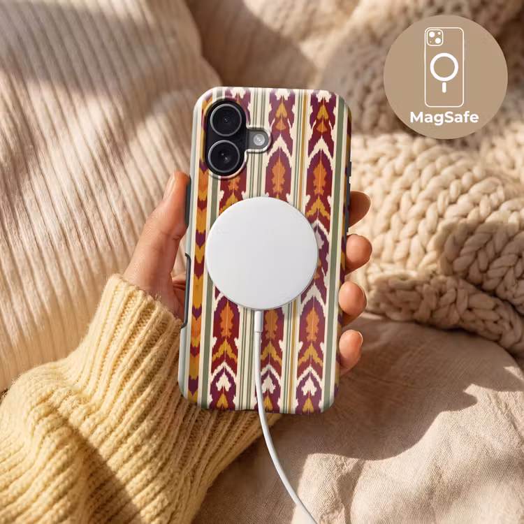 Handyhülle Toughcase - Ikat – Bordeauxrot – Ethno – Muster — 8