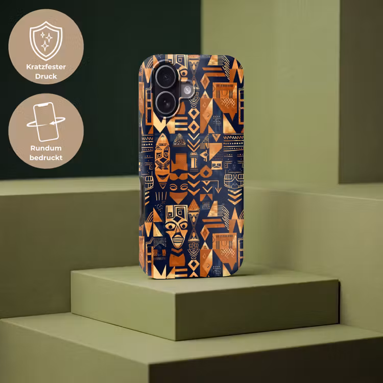 Handyhülle Toughcase - Nachtblau – Kupfer – Tribal – Masken — 7