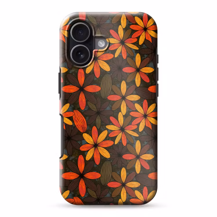 Handyhülle Toughcase - Orange – Retro – Blumen – Herbst — 1