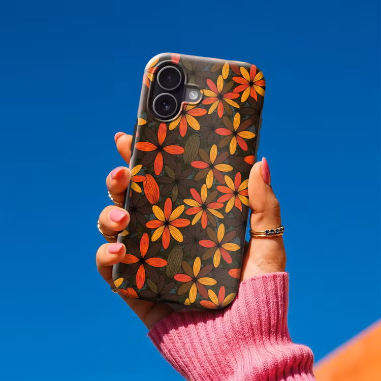 Handyhülle Toughcase - Orange – Retro – Blumen – Herbst — 2
