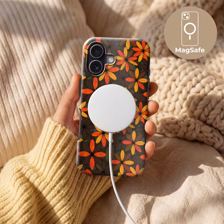 Handyhülle Toughcase - Orange – Retro – Blumen – Herbst — 8