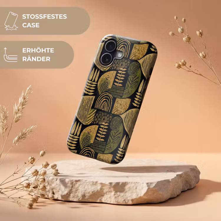 Handyhülle Toughcase - Schwarz – Ockergelb – Botanisch – Textur — 5