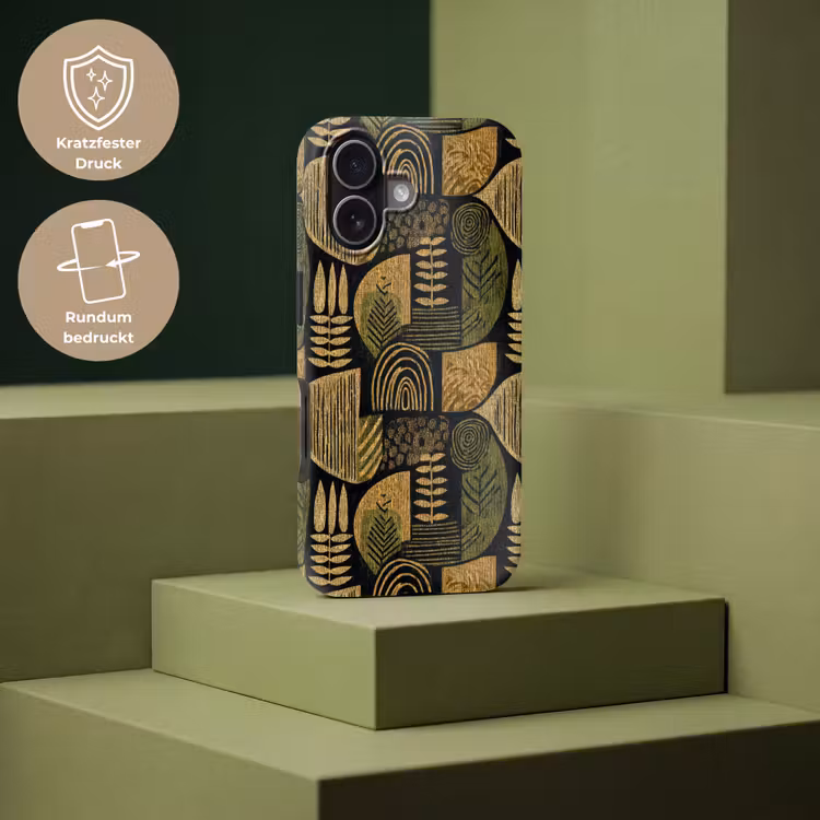 Handyhülle Toughcase - Schwarz – Ockergelb – Botanisch – Textur — 7