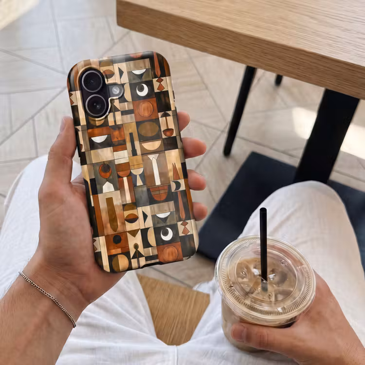 Handyhülle Toughcase - Terrakotta – Geometrisch – Mid-Century – Muster — 4