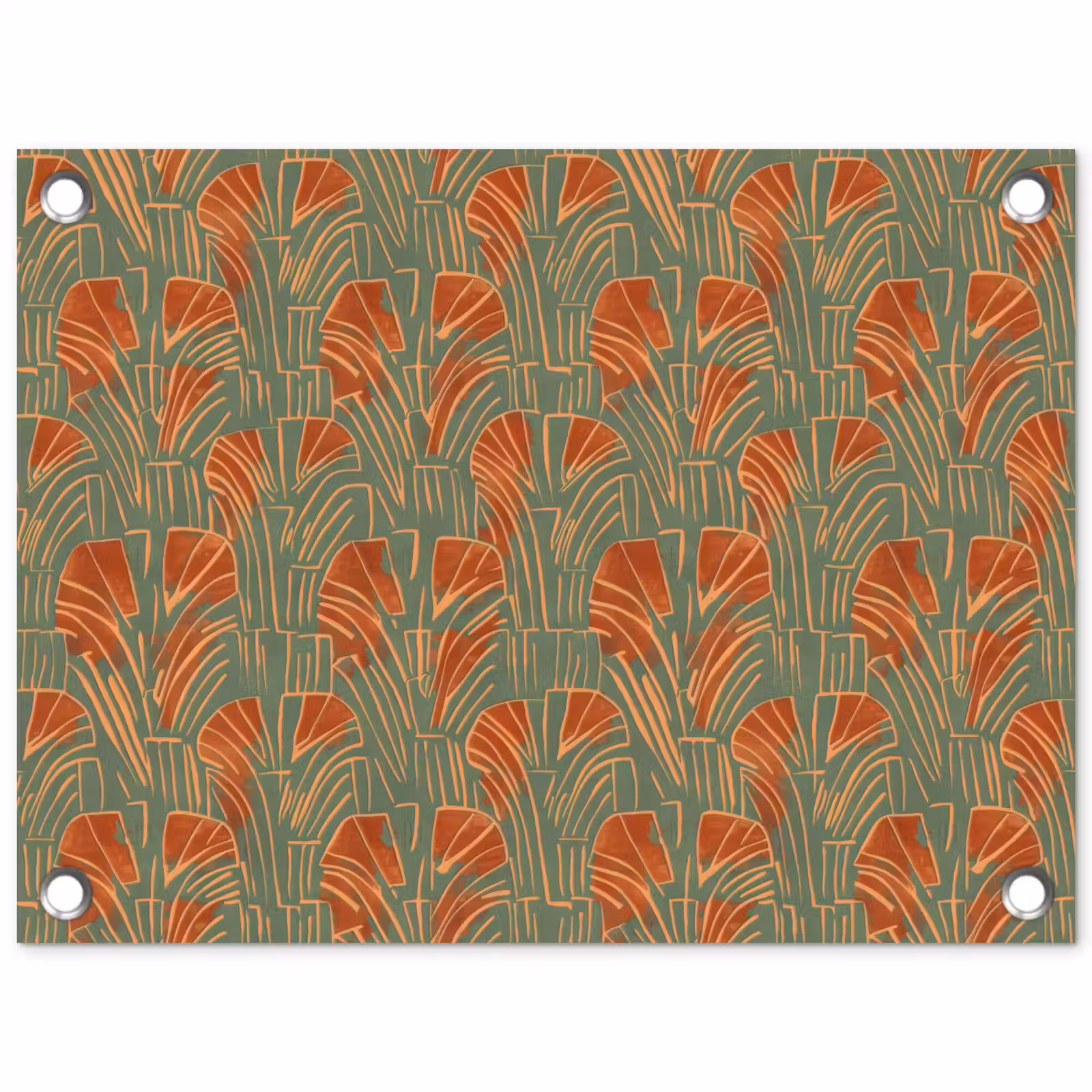 Gartenposter - Grün – Terrakotta – Deko – Fächer — 1