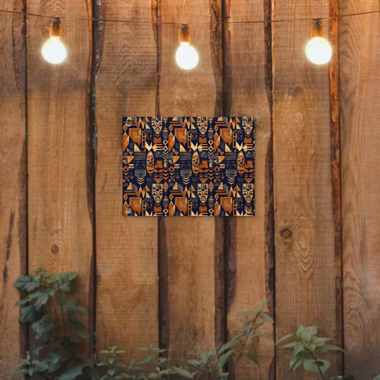 Gartenposter - Nachtblau – Kupfer – Tribal – Masken — 2