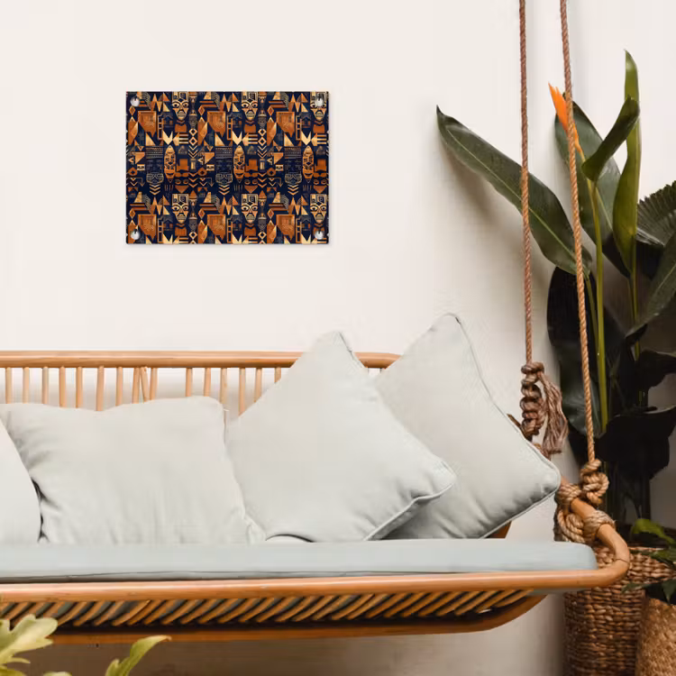Gartenposter - Nachtblau – Kupfer – Tribal – Masken — 4