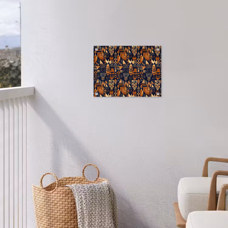 Gartenposter - Nachtblau – Kupfer – Tribal – Masken — 5