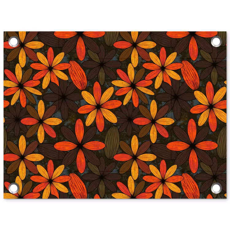 Gartenposter - Orange – Retro – Blumen – Herbst — 1