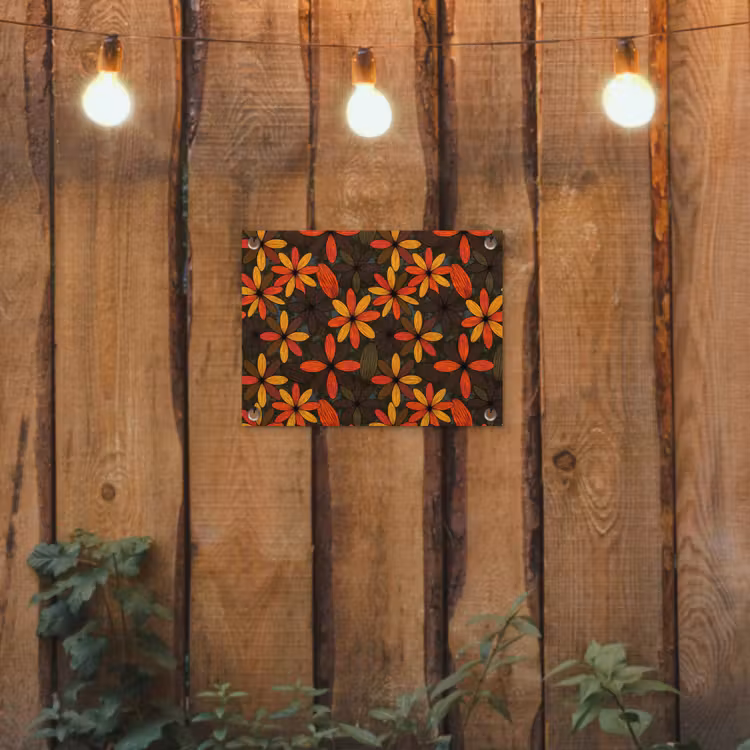 Gartenposter - Orange – Retro – Blumen – Herbst — 2