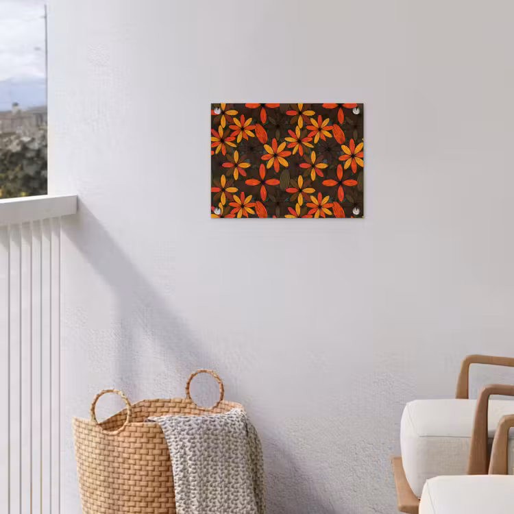 Gartenposter - Orange – Retro – Blumen – Herbst — 5