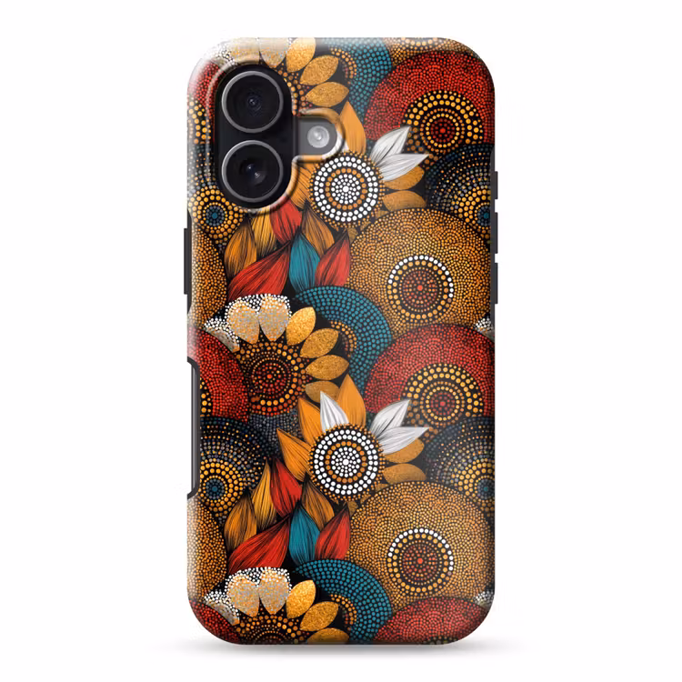 Handyhülle Toughcase - Farbenfroh – Aborigine – Punktmalerei – Botanisch – Muster — 1