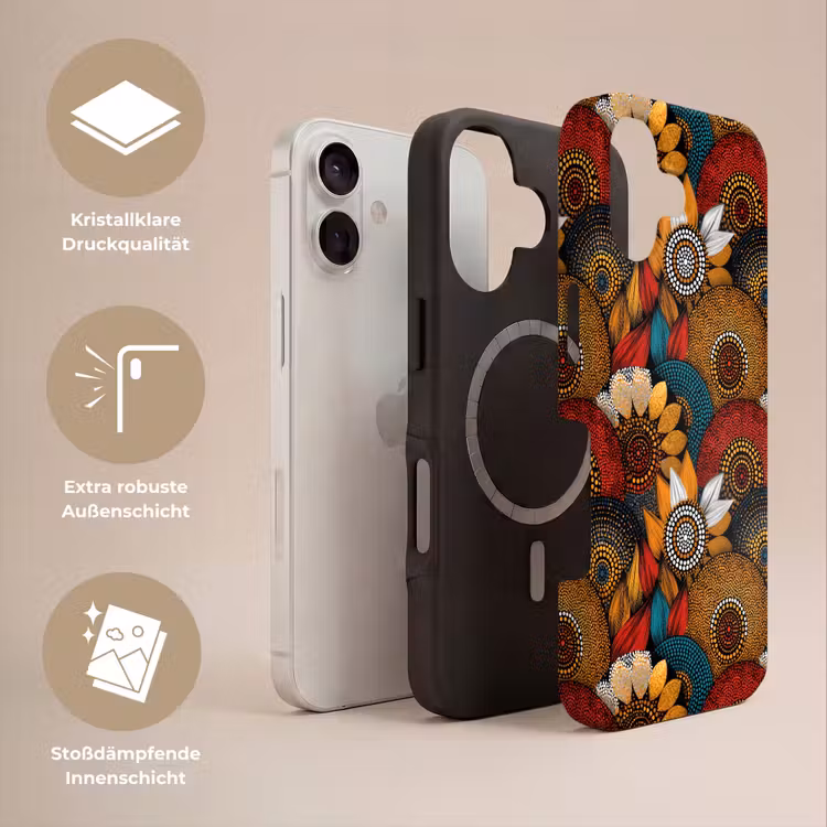 Handyhülle Toughcase - Farbenfroh – Aborigine – Punktmalerei – Botanisch – Muster — 3