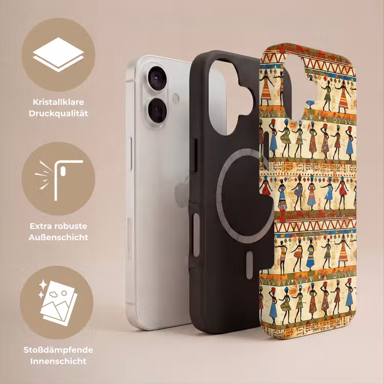 Handyhülle Toughcase - Farbenfroh – Afrikanisch – Ethnisch – Tanzende Frauen – Muster — 3