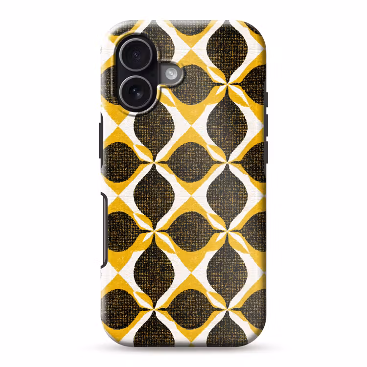 Handyhülle Toughcase - Gelb – Schwarz – Geometrisch – Retro – Struktur — 1