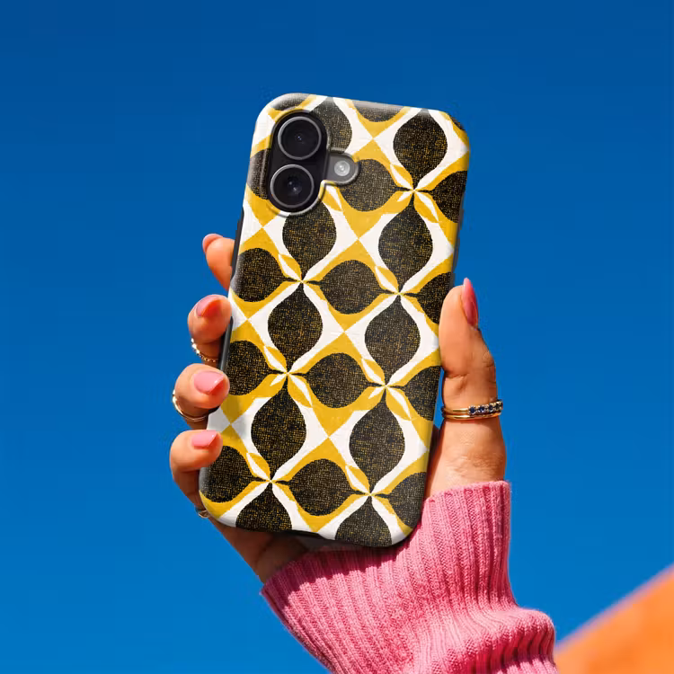 Handyhülle Toughcase - Gelb – Schwarz – Geometrisch – Retro – Struktur — 2