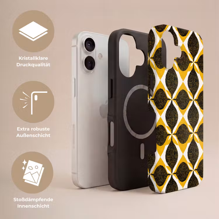 Handyhülle Toughcase - Gelb – Schwarz – Geometrisch – Retro – Struktur — 3