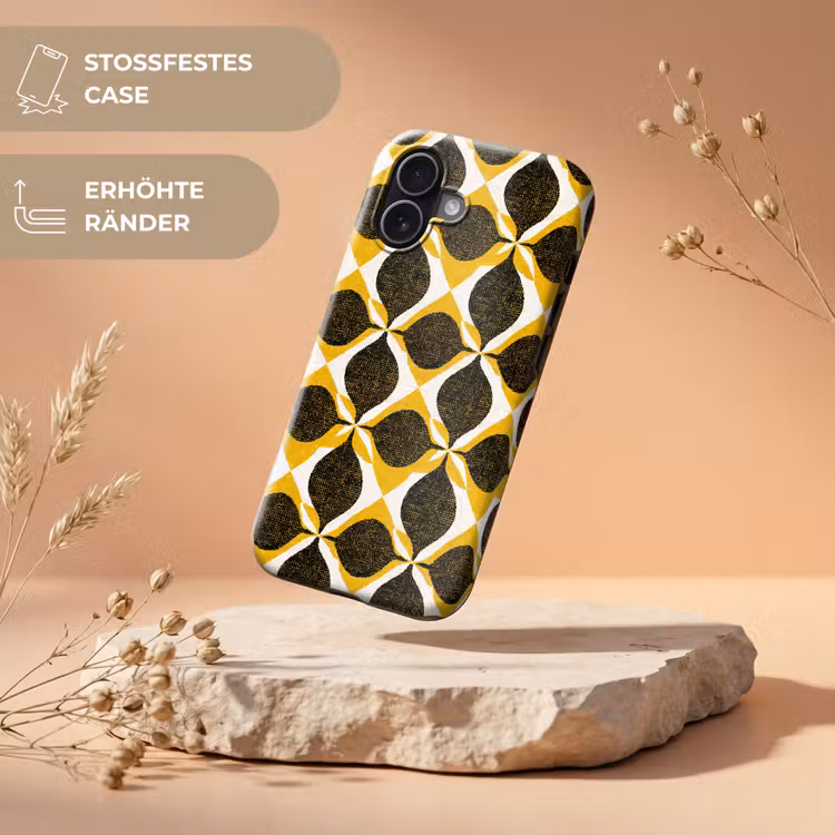 Handyhülle Toughcase - Gelb – Schwarz – Geometrisch – Retro – Struktur — 5