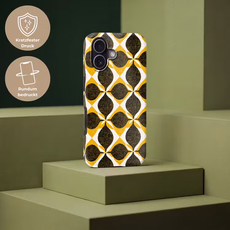 Handyhülle Toughcase - Gelb – Schwarz – Geometrisch – Retro – Struktur — 7
