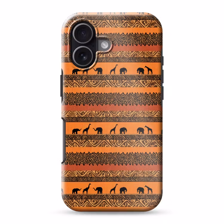 Handyhülle Toughcase - Orange – Safari – Afrikaans – Tiere – Muster — 1