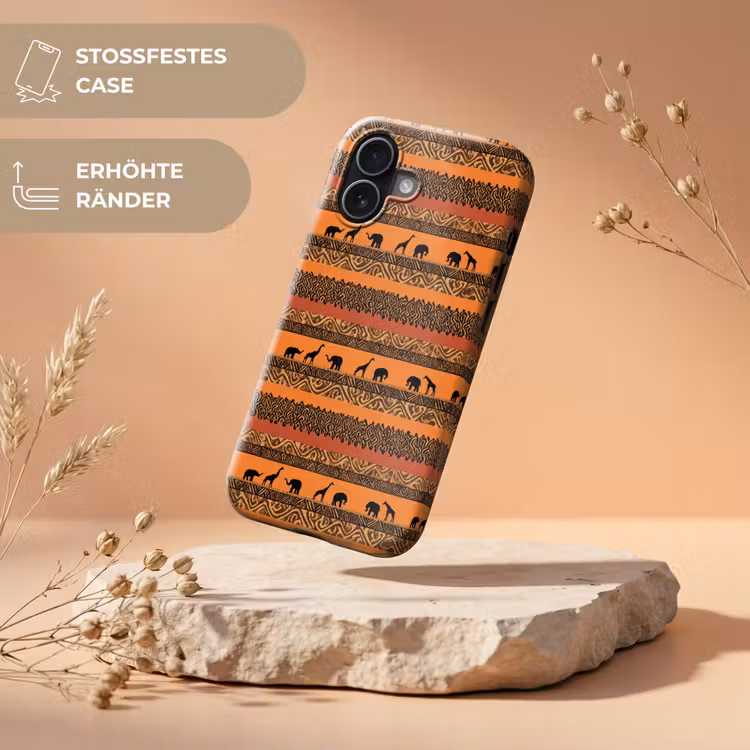 Handyhülle Toughcase - Orange – Safari – Afrikaans – Tiere – Muster — 5