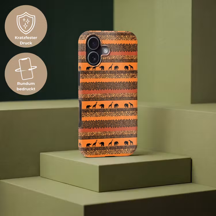 Handyhülle Toughcase - Orange – Safari – Afrikaans – Tiere – Muster — 7