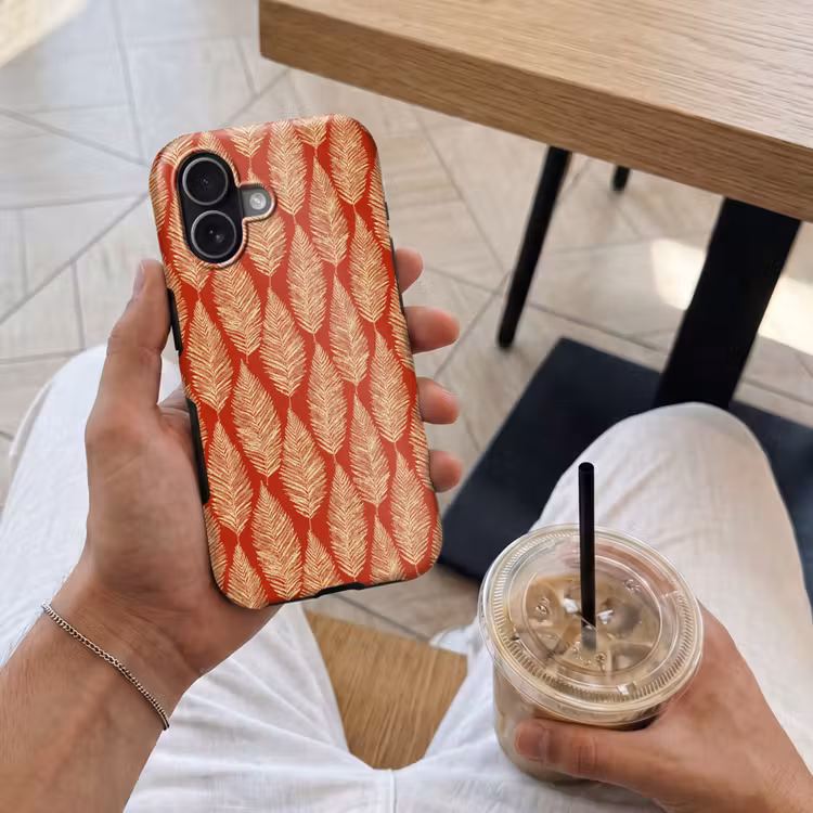 Handyhülle Toughcase - Rot – Botanisch – Farn – Muster — 4