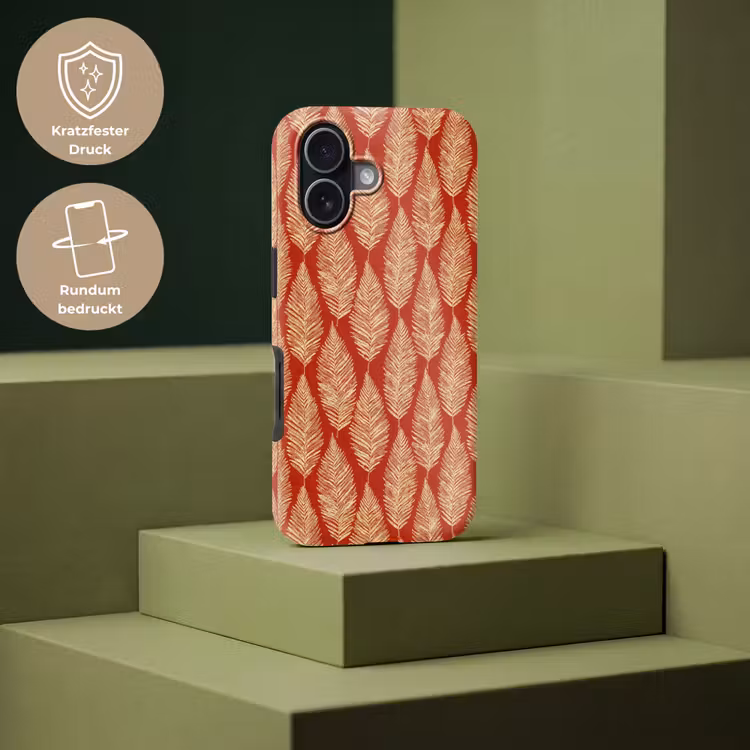 Handyhülle Toughcase - Rot – Botanisch – Farn – Muster — 7