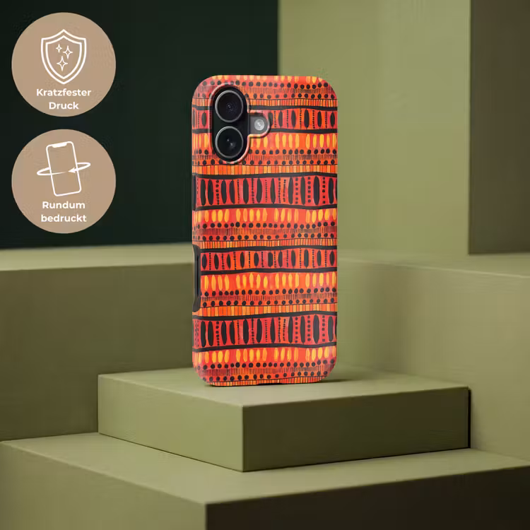 Handyhülle Toughcase - Rot – Orange – Ethnisch – Ausdrucksstark – Muster — 7