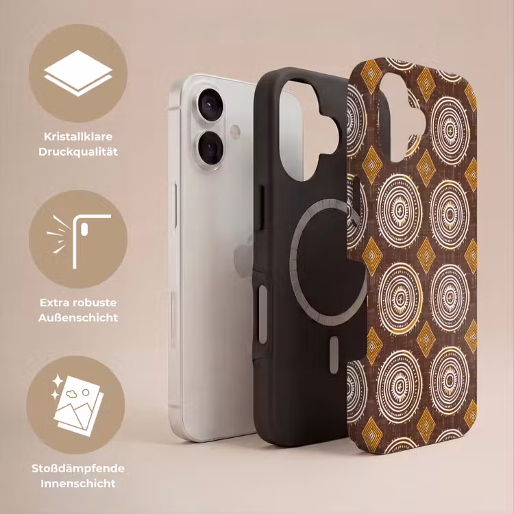 Handyhülle Toughcase - Schokoladenbraun – Ethno – Tribal – Kreise – Muster — 3