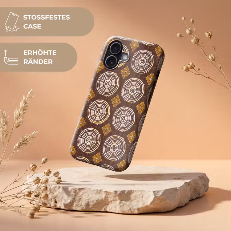 Handyhülle Toughcase - Schokoladenbraun – Ethno – Tribal – Kreise – Muster — 5