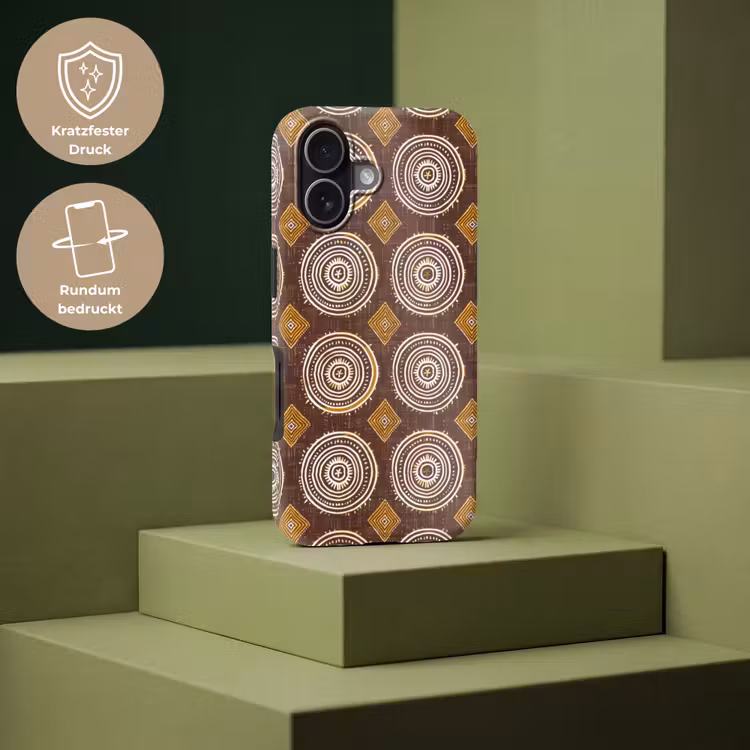Handyhülle Toughcase - Schokoladenbraun – Ethno – Tribal – Kreise – Muster — 7