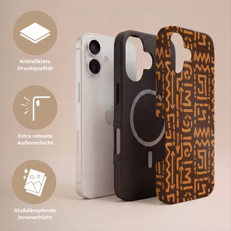 Handyhülle Toughcase - Schokoladenbraun – Ethno – Tribal – Symbole — 3