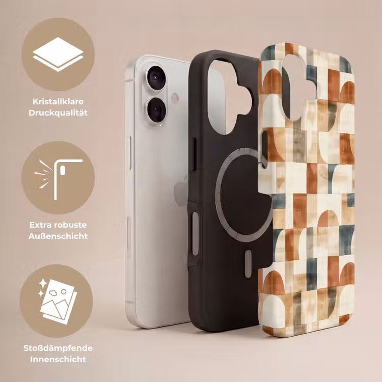 Handyhülle Toughcase - Terrakotta – Geometrisch – Aquarell – Textur — 3
