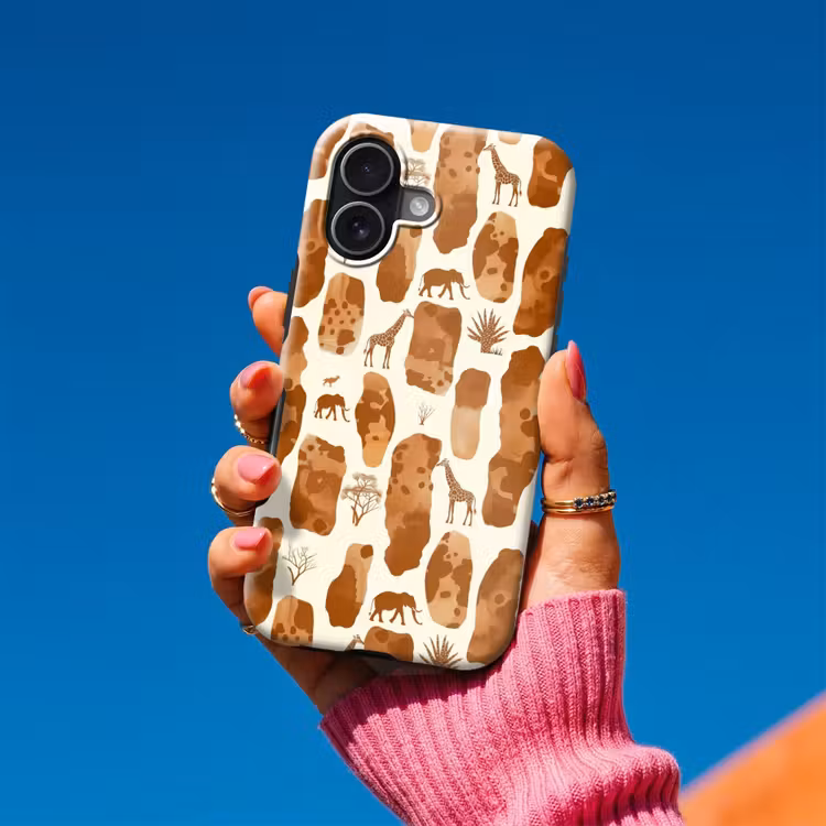 Handyhülle Toughcase - Terrakotta – Safari – Tiere – Muster — 2