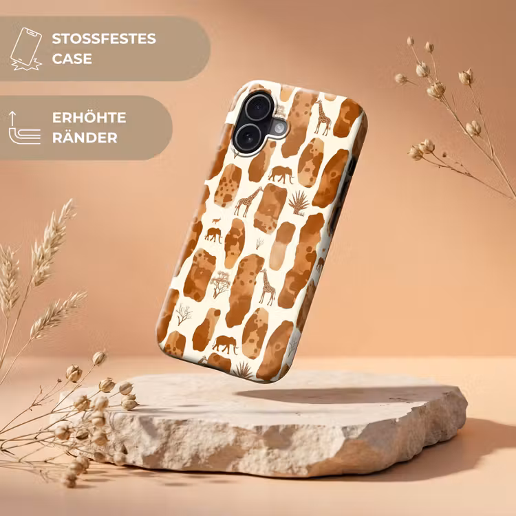 Handyhülle Toughcase - Terrakotta – Safari – Tiere – Muster — 5