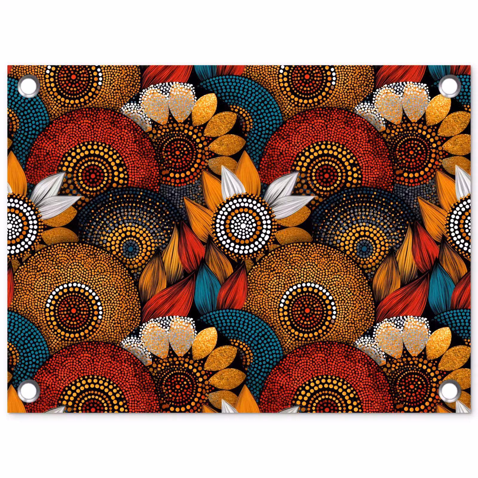 Gartenposter - Farbenfroh – Aborigine – Punktmalerei – Botanisch – Muster — 1