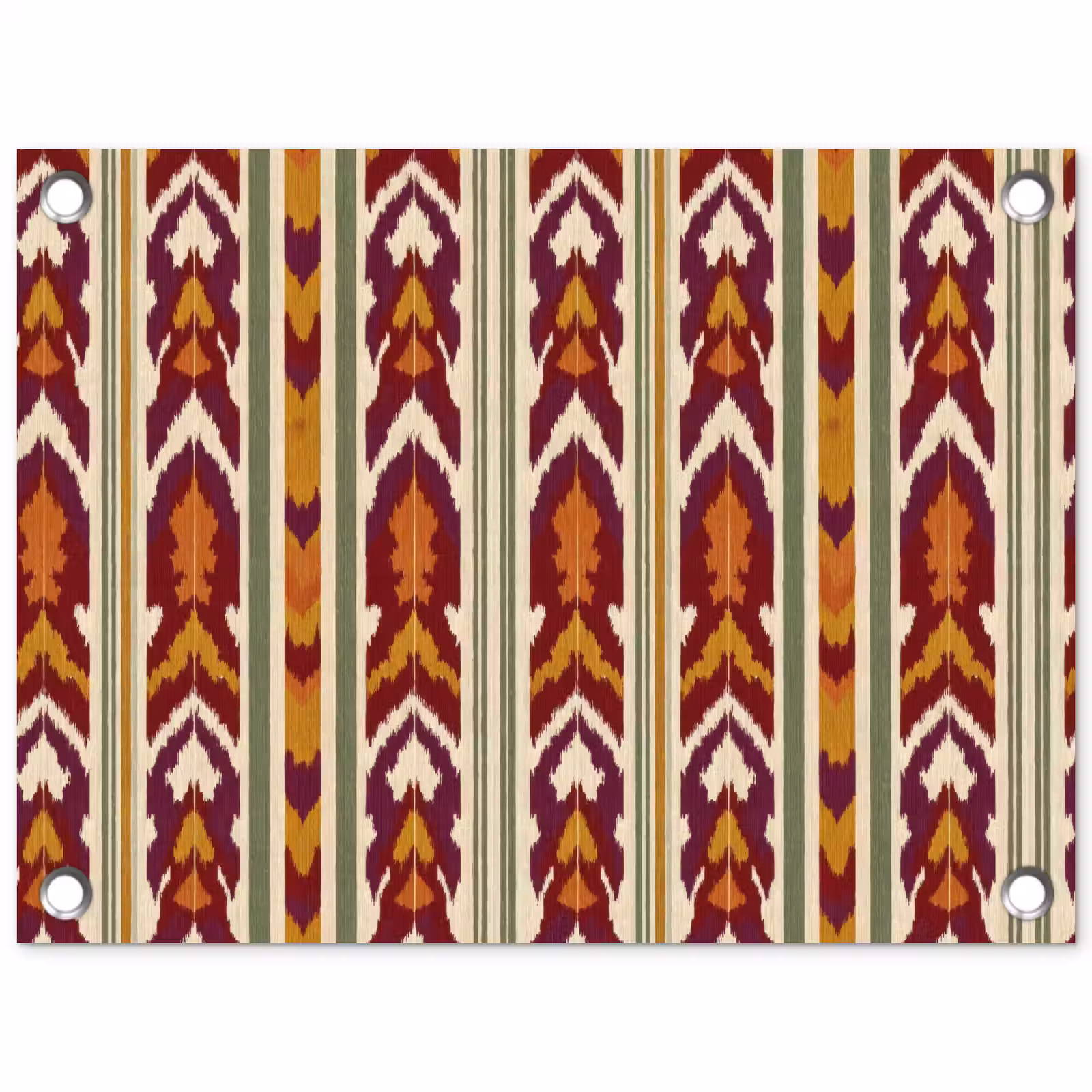 Gartenposter - Ikat – Bordeauxrot – Ethno – Muster — 1