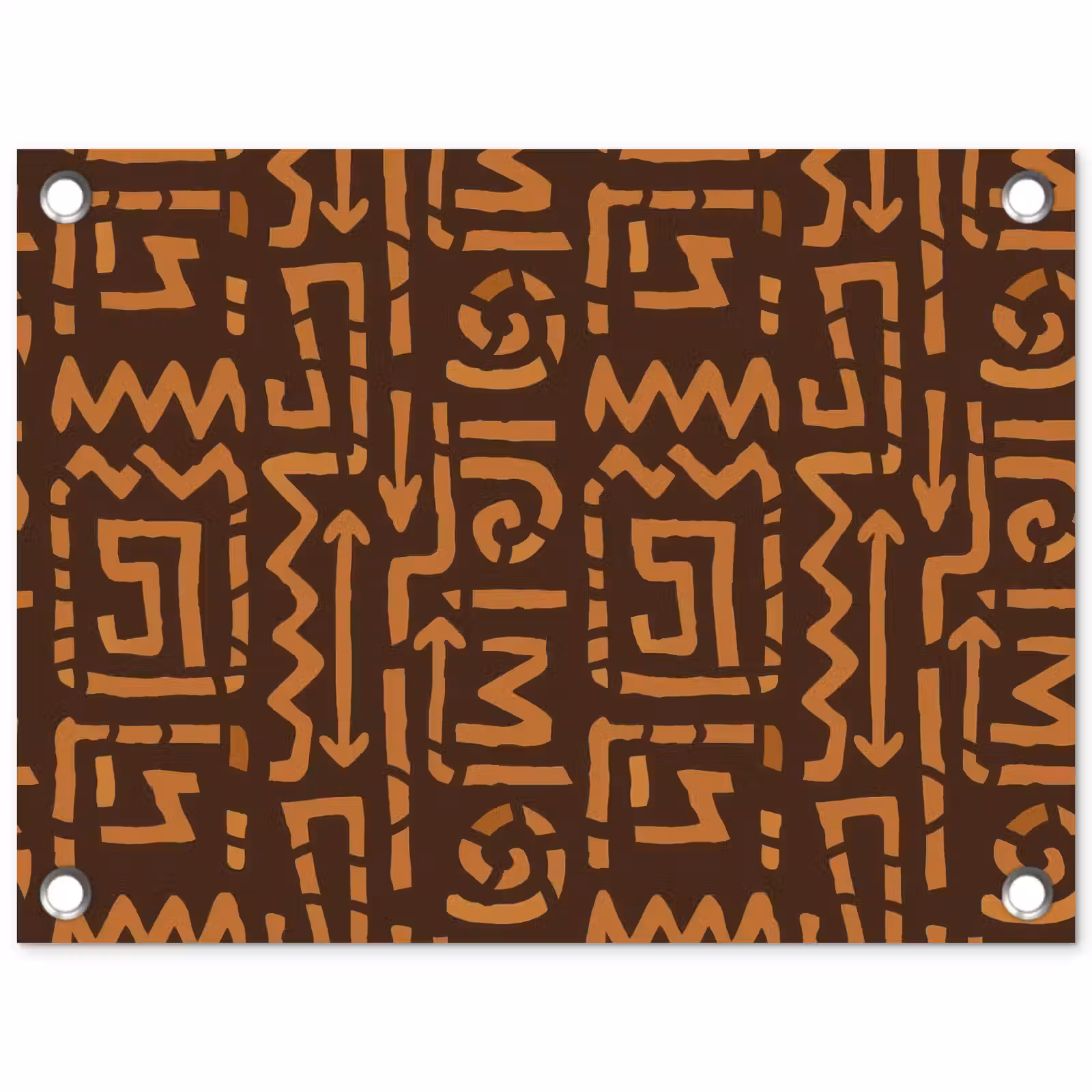 Gartenposter - Schokoladenbraun – Ethno – Tribal – Symbole — 1