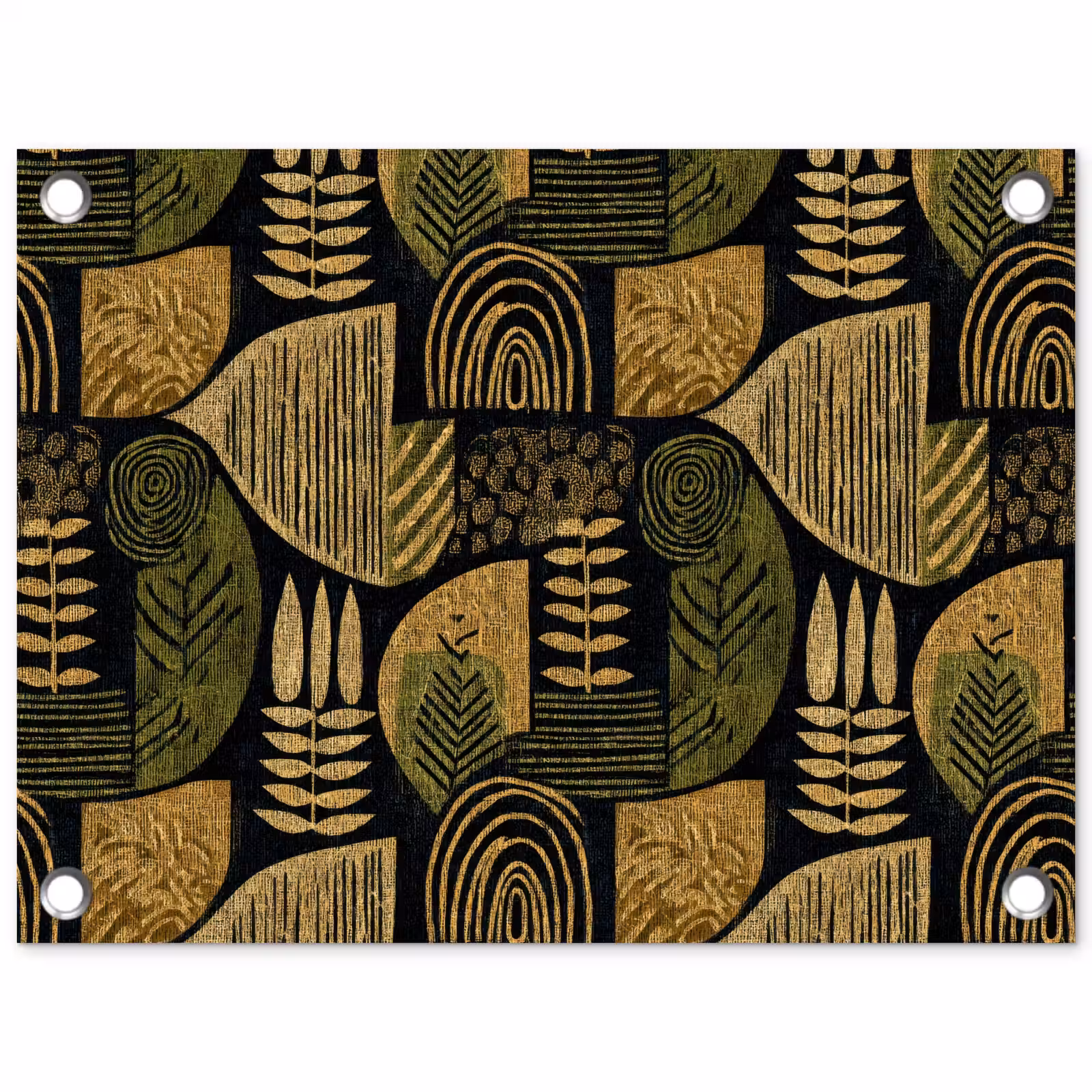 Gartenposter - Schwarz – Ockergelb – Botanisch – Textur — 1
