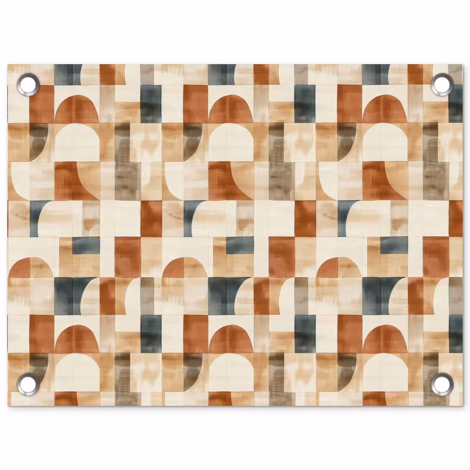 Gartenposter - Terrakotta – Geometrisch – Aquarell – Textur — 1