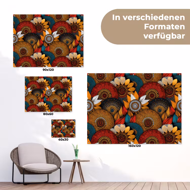 Gartenposter - Farbenfroh – Aborigine – Punktmalerei – Botanisch – Muster — 6