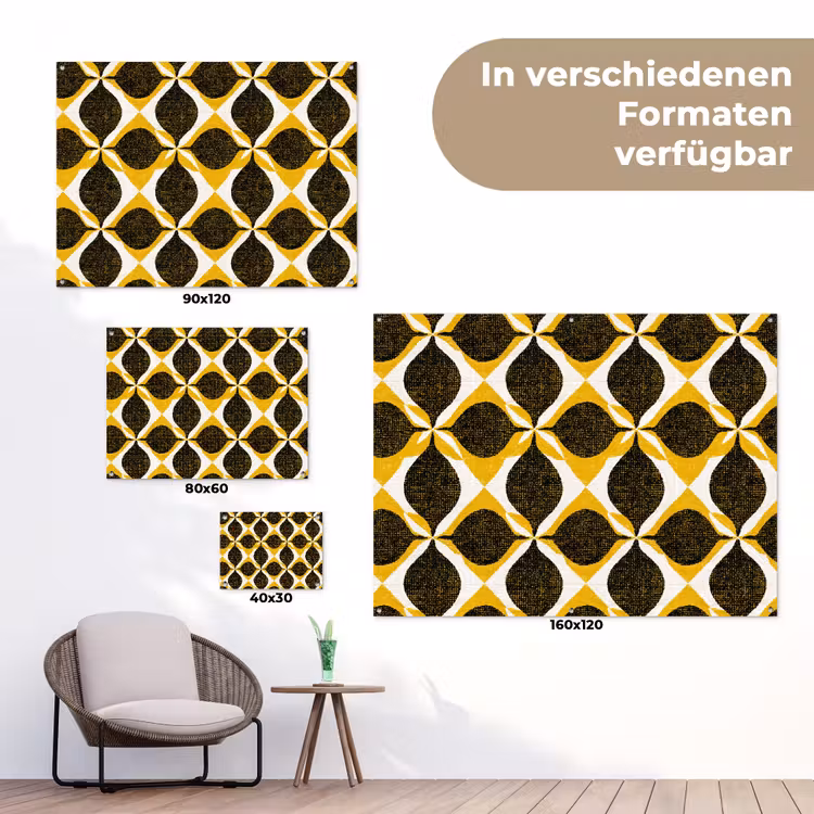 Gartenposter - Gelb – Schwarz – Geometrisch – Retro – Struktur — 6