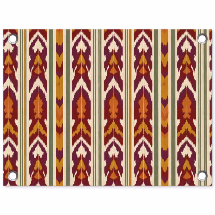 Gartenposter - Ikat – Bordeauxrot – Ethno – Muster — 1