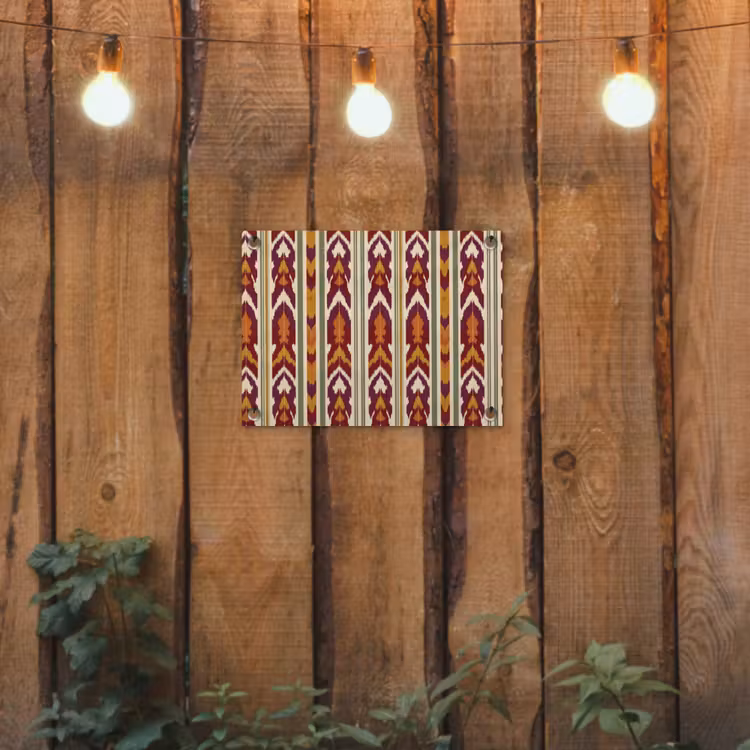Gartenposter - Ikat – Bordeauxrot – Ethno – Muster — 2