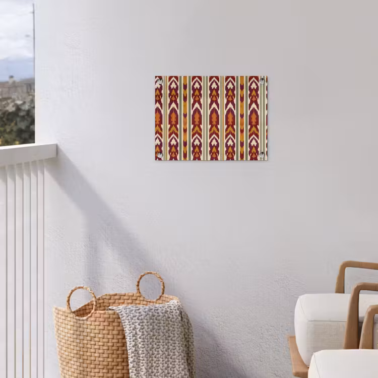 Gartenposter - Ikat – Bordeauxrot – Ethno – Muster — 5